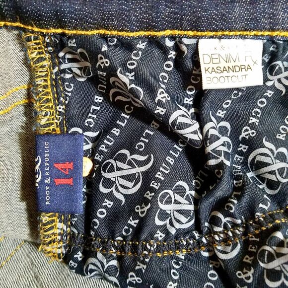 Rock & Republic Jeans Women's 14 Kasandra Bootcut Stretch Denim Dark Blue - Picture 6 of 6